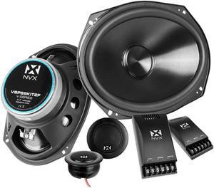 NVX(r) VSP69KIT2F 6x9 Premium Car Speakers, 900W Max, 300W RMS, 2-Ohm 2-Way Component System w/ 1" Silk Dome Tweeters & Passive X-Overs, Easy to Install in Cars/Trucks/Doors (Pair)