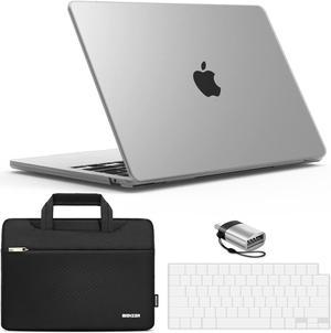 IBENZER Compatible with 2024 2023 2022 MacBook Air 13 inch case M3 A3113 M2 A2681, Hard Shell Case & Sleeve & Keyboard Cover & Type-C Adapter for Mac Air 13.6 with Touch ID, Frost Clear, KK-CL+3