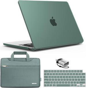 IBENZER Compatible with 2024 2023 2022 MacBook Air 13 inch case M3 A3113 M2 A2681, Hard Shell Case & Sleeve & Keyboard Cover & Type-C Adapter for Mac Air 13.6 with Touch ID, Green, KK-MTGN+3