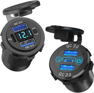12V USB C Car Charger Socket Qidoe 65W PD 12V USB Outlet for Laptop