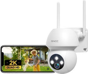 GNCC WiFi Security Camera Outdoor 2K 360deg Home Security Camera Surveillance Camera Wired with Auto Tracking, Color Night Vision, SD & Cloud Storage, 2-Way Talk, Waterproof (2.4Ghz, K1Pro)