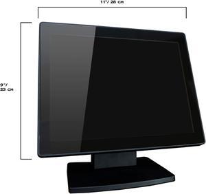 12-Inch Capacitive Multi-Touch POS TFT LED Touchscreen Monitor, True Flat Seamless Design with Adjustable POS Stand for Retail Restaurant, HDMI & VGA Inputs, High Resolution 1024 x 768