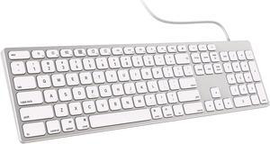 9H USB Wired Keyboard with Numeric Keypad Ultra-Slim Aluminum Full Size Computer Keyboard for Mac Pro, MacBook Pro/Air, Mini Mac, iMac, Laptop Computers (Silver)