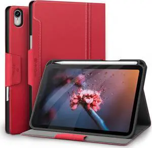 Antbox Case for iPad Mini 6th Generation iPad Mini 8.3 inch Case with Pencil Holder Vegan Leather Smart Cover with Auto Sleep/Wake Stand Function (Red)