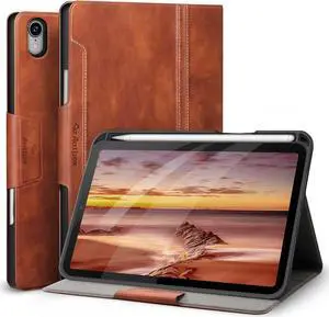 Antbox Case for iPad mini 7 A17 Pro, iPad mini 7th/6th Generation Case (2024/2021) with Pencil Holder Vegan Leather Smart Cover with Auto Sleep/Wake Stand Function