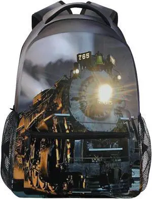 Kid Vintage Locomotive Train School Backpack for Kids Boys,Retro Train Laptop Backpack Student College School Bag Bookbag for Primary Junior High School, Casual Travel Camping Hiking Daypack Son Gifts