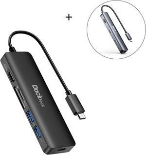 Dockteck 6-in-1 USB C HUB with 4K 60Hz HDMI, 100W PD, 2 USB 3.0, SD & microSD Bundle with 6-in-1 USB C Hub Multiport Adapter with 1Gbps Ethernet Network, USB-C Data Port and 2 USB 3.0, HDMI, 100W PD