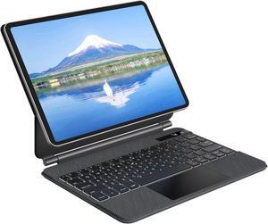 doqo iPad Pro 11 Magic-Style Keyboard Case (11", 2021), Wireless Keyboard with Trackpad for iPad Pro 11 inch 2021 3rd & 2nd & 1st Gen, iPad Air 10.9 inch 5th/4th Gen, Slim Rugged Folio(Leather, Gray)