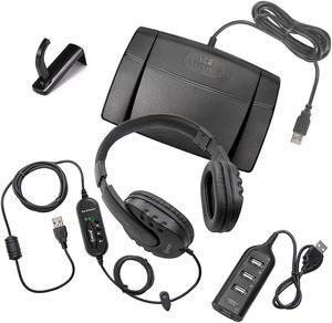 ECS WordMaster USB Audio Transcription Headset kit with Infinity-3 USB Foot Pedal