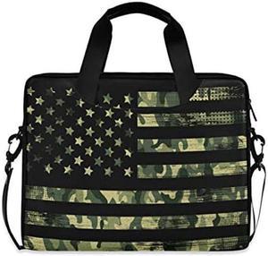 American Flag with Camouflage Grunge Laptop Bag Case 13 14 15.6 inch Laptop Messenger Bag Crossbody Briefcase for Men Women with Shoulder Strap Handle