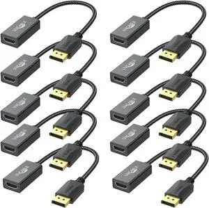 DisplayPort to HDMI Adapter 4K, 10-Pack, Display Port DP to HDMI Adapter Cable Male to Female Compatible with Computer, Monitor, TV, Projector