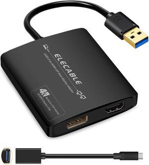USB3.0 to HDMI+DisplayPort Adapter - HDMI 4K+DP 5K@60Hz Ultra HD - Built-in DisplayLink DL6950 Chip - Extend Screen to Multi-Monitor Compatible with Windows,Mac OS,Android,Chrome OS,Ubuntu(HDMI+DP)