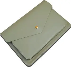 Benfan Leather Laptop Sleeve 13 Inch Compatible for New 13inch MacBook Air, New 13 MacBook Pro, Dell XPS 13 Color Grey Green