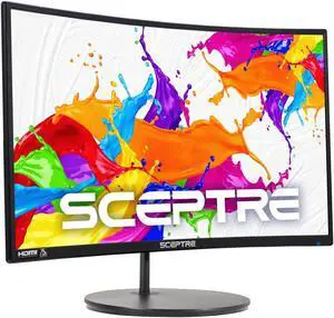 Sceptre Curved 24" FHD 1080p Gaming Monitor 75Hz HDMIx2 VGA 98% sRGB R1500 Build-in Speakers, Machine Black 2022 (C249W-1920RN Series)