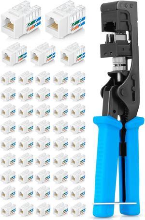 Everest Media Solutions Bundle - 2 Items: easyJACK - Speed Termination Tool + 50 Pack of RJ45 CAT6 UTP Keystone Jacks - White