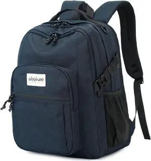 abshoo Classical Laptop Travel Backpack for Women Men College School Bookbag With USB Charging Port (Navy)