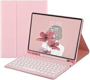Galaxy Tab S8 Plus/S7 FE /S7 Plus Keyboard Case with S Pen Holder, Magnetic Detachable Wireless Round Keys Keyboard Case for Samsung Galaxy Tab S8+/S7 FE/S7+ 12.4 Inch (Pink)