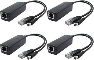 ANVISION 4-Pack Gigabit PoE Splitter, 48V to 12V 2A Ethernet Adapter, for Security Camera, AP, Voip and More, AV-PS12-G