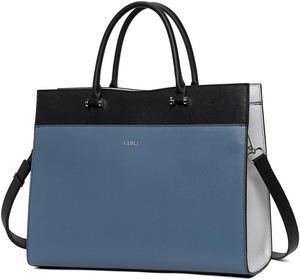 CLUCI Women Briefcase Leather Laptop Bag for Women 15.6inch Computer Bag Messenger Business Work Tote Blue