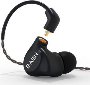 BASN Metalen in-Ear Monitors Headphones,4 Drivers Musicians Noise Isolating IEMs with Deep Bass, Two Detachable MMCX Cables with Case for Singers,Drummers,Bassists(Matt Black)