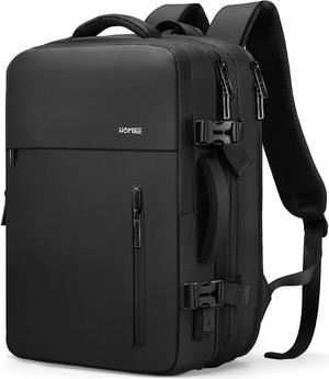 HOMIEE Travel Backpack Carry on Luggage 18x14x8 Inches Personal Item Bag for Airlines, 40L Expandable Laptop Backpack Large Suitcase for Business Weekender Overnight, Black