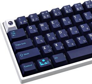 Hyekit PBT Keycaps, 134 Keys Blue Hell Keycaps Dye-Sublimation PBT Keycap Set Cherry Profile Japanese Keycaps for Cherry Gateron MX Switches Mechanical Keyboard, 6.25u and 7u Spacebar