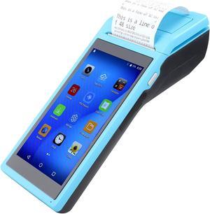 Ciglow Android POS Terminal Receipt Printer, 58mm Handheld Barcode Scanner Printer with 5.5in IPS Display, Support 8GB, WiFi, BT3.0/4.0, Blue, 110-240v(US)