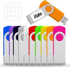 64GB USB Flash Drive 10 Pack, USB Drives 64GB JBOS Memory Stick Swivel Gig Stick Flash Drives 64GB USB2.0 Pendrive, Thumb Drives 10 Pack, Zip Drive, Jump Drive, 64GB USB (Mixed Colors)
