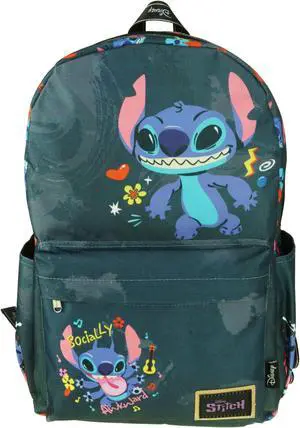 KBNL Classic Disney Lilo & Stitch Backpack with Laptop Compartment for School, Travel, and Work (Black), Multicolor, A22211-Lilo&Stitch