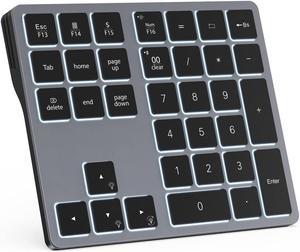 Doohoeek Backlit Bluetooth Numeric Keypad for Laptops and Computers, Number Pads 34 Keys with 7-Color Backlight for MacBook & Windows, Gray