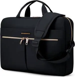 LIGHT FLIGHT 17.3 Inch Laptop Bag, Travel Business Briefcase,Water-Repellent Shoulder Messenger Bag,Large Computer Bag for Men and Women Work Office,Nylon,Black