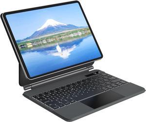 doqo iPad Pro 11 Magic-Style Keyboard Case (11", 2021), Wireless Keyboard with Trackpad for iPad Pro 11 inch 2021 3rd & 2nd & 1st Gen, iPad Air 10.9 inch 5th/4th Gen, Slim Rugged Folio(Leather, Black)