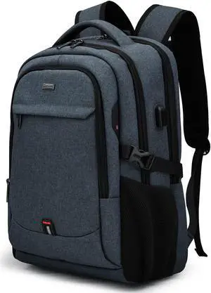 DUSLANG 17 Inch Travel Laptop Backpack Water Resistant College Backpack for Men Laptop Bag with USB Charging Port,Dark Grey
