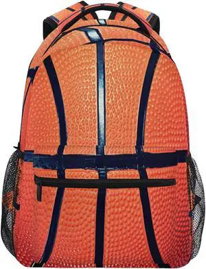 DXTKWL Sports Ball Basketball Texture Theme School Backpack for Teens Girls Kids Boys, Women Men Adult 15 in Laptop Backpack Casual Elementary Student College Bookbag Travel Hiking Camping Daypack