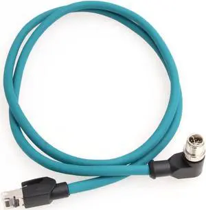 Eonvic Cat-7e Ethernet Shielded Cable M12 X-Type 8 Position to RJ45 Waterproof Industrial Network High Flex Cable for Cognex (2M, Right Angle X-Code Blue)