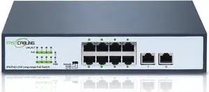 1500ft 8 Port Long Range PoE+ Switch, PoE Extension with Continuous Run of cat5e/cat6, Fast Ethernet 10/100Mbps, 30W IEEE802.3at/af