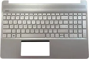 F-HONG ELECTRONIC Replacement for HP 15-DY 15-EF 15s-eq 15s-fq 15T-DY100 15Z-EF100 17-CA1022CY 14-dh1000 Laptop Upper Case Palmrest Keyboard Assembly Part L63578-001 Sliver 15 inch