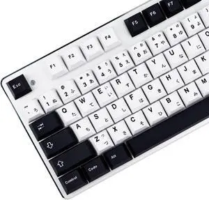 Black and White Keycaps, 129 Set MOLGRIA Keycaps PBT Cherry Profile Dye Sublimation, Custom Japanese Font Keycaps for Gateron Kailh Cherry MX Switch 104/87/74/61 60 Percent Keyboard(Central White)