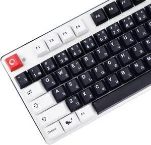 MOLGRIA Black and White Keycaps, 129 Set PBT Cherry Profile, Custom Japanese Font Keycaps for Gateron Kailh Cherry MX Switch 104/87/74/61 60 Percent Keyboard (Central Black)