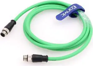 Eonvic M12 D Code 4 Pin to 4 Pin Male Flexible Gigabit Ethernet Cable Cat5e Shielded Networking Cable for Industrial Camera (3M)