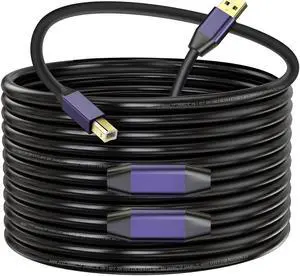 GGMTY Active USB 2.0 Printer Cable 60ft, USB A-Male to B-Male High Speed Printer/Scanner/Repeater Cable for HP, Canon, Epson, Dell, Samsung etc