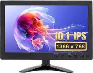 OSCY 10.1 Inch Small Monitor, Security Monitor with 1366x768 Resolution 60HZ IPS CCTV Monitor Support HDMI/VGA/AV/BNC for Gaming CCTV Raspi PC