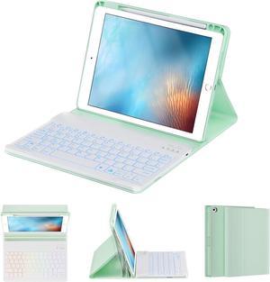OYEEICE iPad 6th Generation Case with Keyboard 9.7 inch - Detachable Backlit Keyboard, Smart Folio Cover with Pencil Holder for iPad 6th/5th Gen & iPad Air 2nd Generation - Green