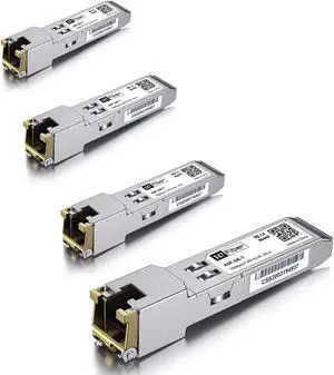 4 Pack 1.25G SFP to RJ45 Module, 1000Base-T Copper SFP Ethernet Transceiver, 100m, for Cisco SFP-GE-T, Ubiquiti UF-RJ45-1G,TP-Link TL-SM331T, UniFi, Meraki, Mikrotik, Fortinet, Intel, Netgear and More 4 Pack 1.25G SFP to RJ45 Module, 1000Base-T Copper SFP Ethernet Transceiver, 100m, for Cisco SFP-GE-T, Ubiquiti UF-RJ45-1G,TP-Link TL-SM331T, UniFi, Meraki, Mikrotik, Fortinet, Intel, Netgear and More