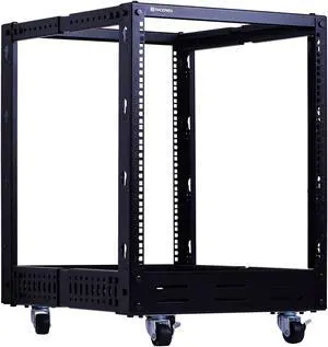RackPath 12U Open Frame Server Rack  Heavy Duty 4 Post Adjustable Depth with Casters