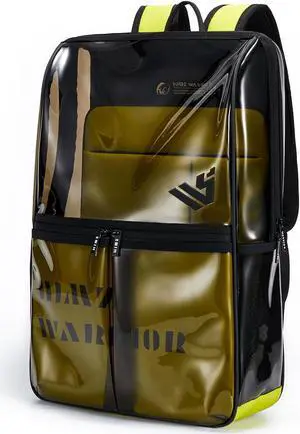 HIMZ WARRIOR Clear Bag Stadium Approved Transparent Backpack for Adults, Men and Women, Sturdy Laptop Backpacks with 15.6 Inch Sleeve for Work and Travel, Yellow (Gift Box)
