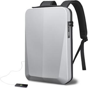 Refutuna Hard shell Laptop Backpack for Men, 17 Inch Anti-theft Waterproof Business Backpack, TSA Lock Gaming Computer Backpack with USB Charging Port Work age:over 15 years old(Silver)