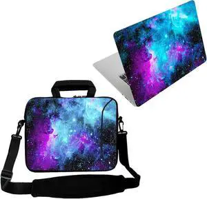 15.6" Laptop Notebook Skin Sticker Cover Decal and RICHEN 14 15 15.4 15.6 inch Laptop Shoulder Bag, Galaxy
