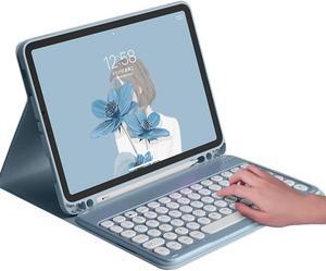 HENGHUI Keyboard Case for iPad Mini 7 A17 Pro (2024), iPad Mini 7th/6th Generation Keyboard Case Cute Round Key Color Keyboard Wireless Detachable BT Keyboard Cover,Blue