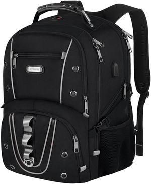 JCDOBEST Travel Laptop Backpack, 17.3 Inch XL Heavy Duty Computer Backpack with RFID Pockets, TSA Friendly Extra Large College Daypack with USB Charging Port, Stylish Laptop Bag for Men/Women-Black